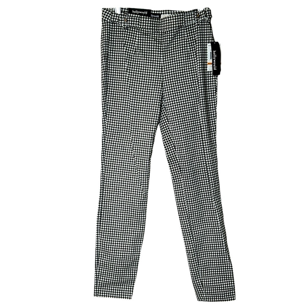 NWT Hollywould Ankle Skinny Pull On Pant Style Sleek Black White Size S